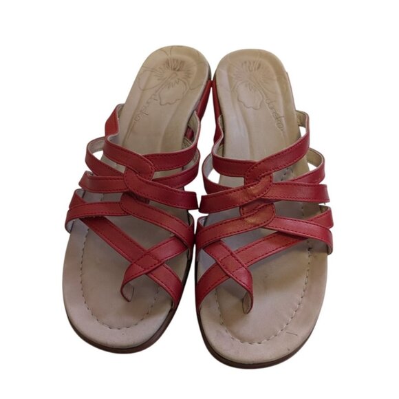 Dansko Red Leather Strappy Micro Wedge Heel Portugal Sandals Womens Size 38 - Picture 3 of 9